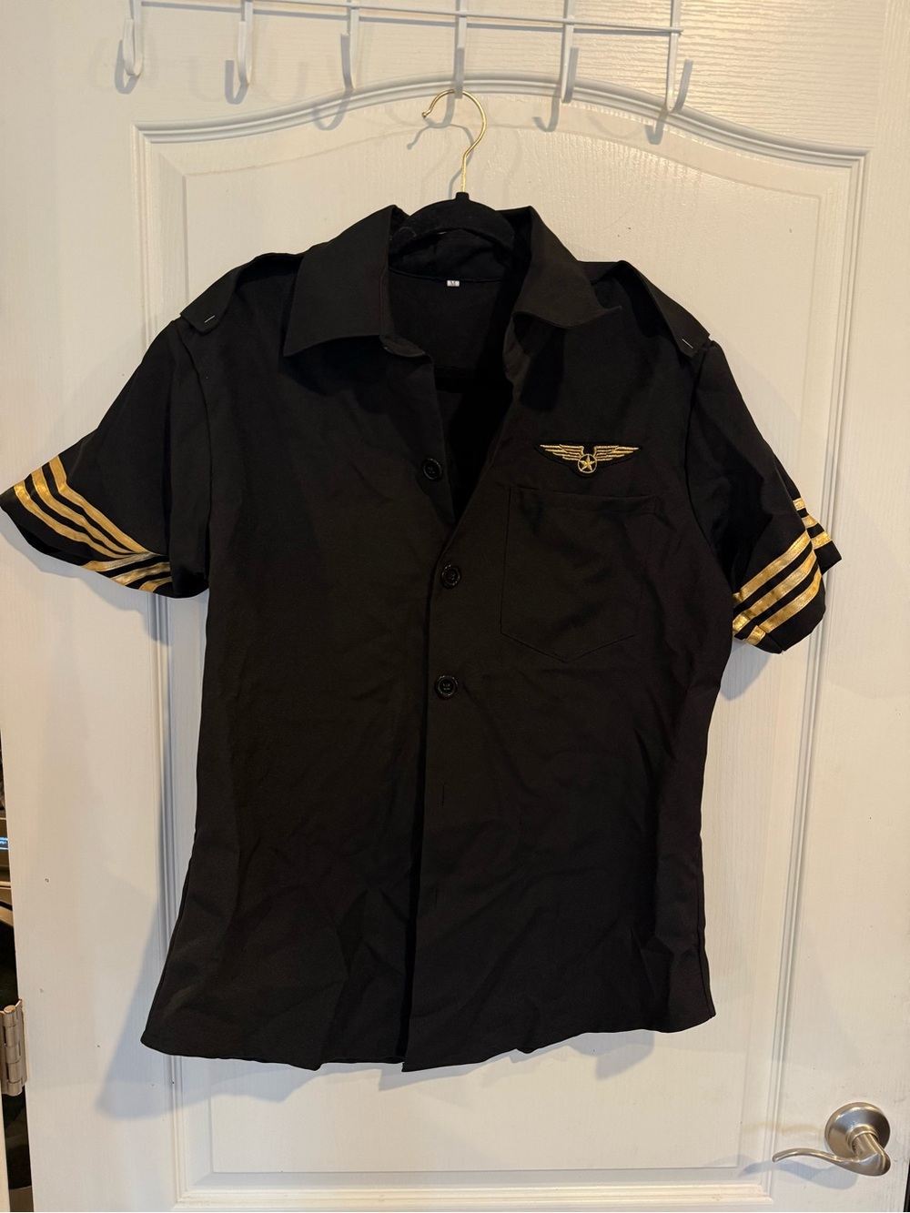 Men’s sexy pilot cosplay Halloween costume 2 pc shirt medium and hat